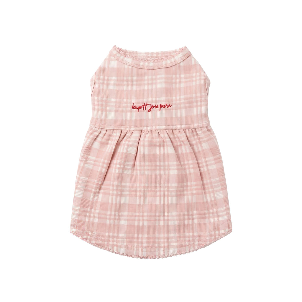 Pink Embroidered Plaid Skirt