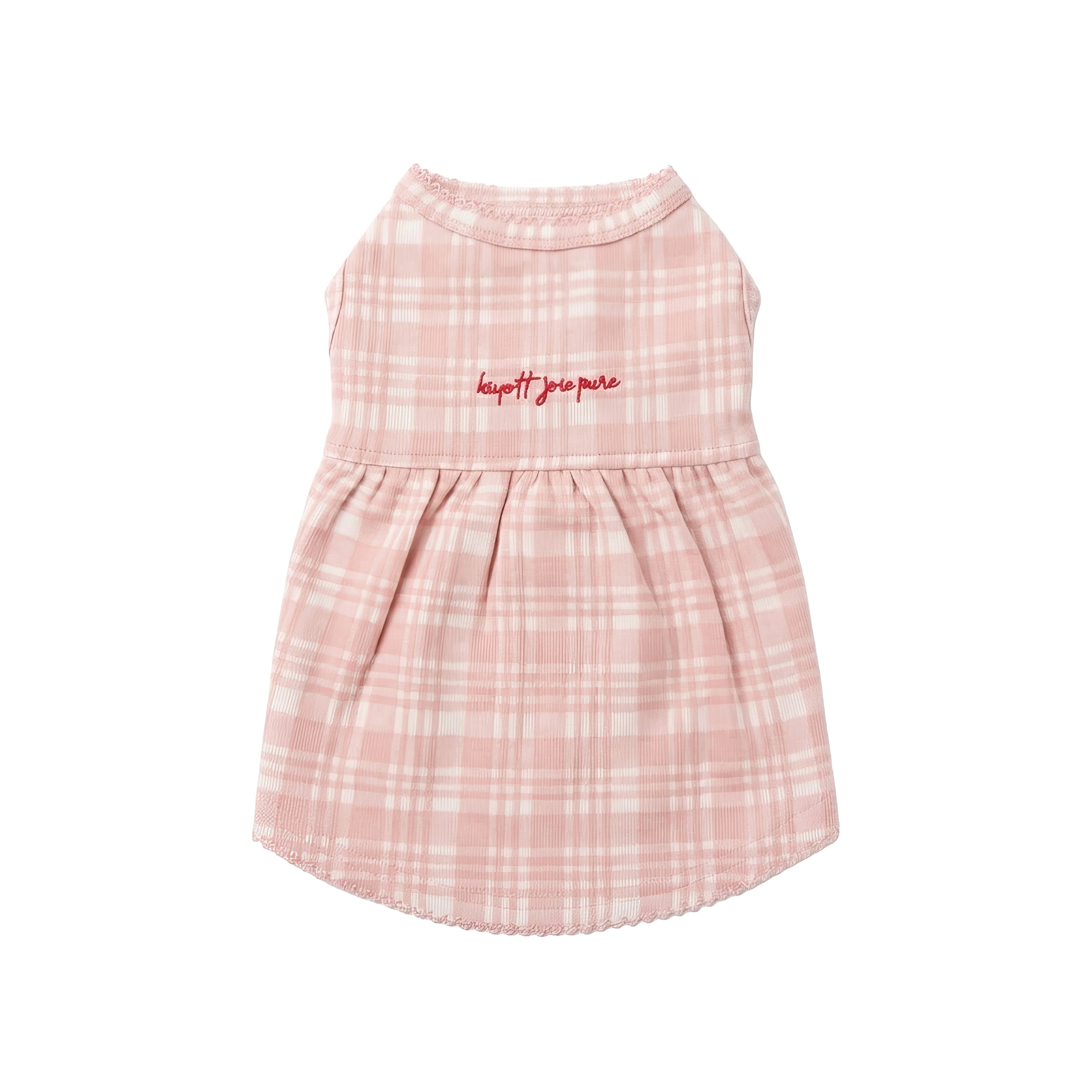 Pink Embroidered Plaid Skirt