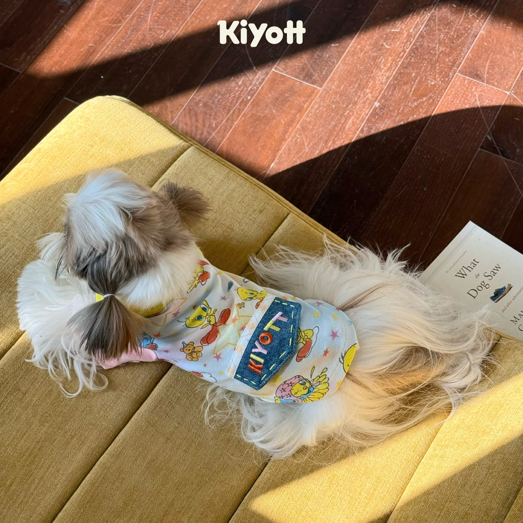 手刺繍のコントラストベースシャツ